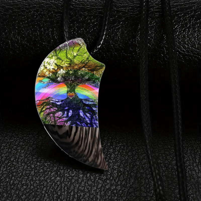 Tree Of Life Rainbow Moon Necklace Party Jewelry