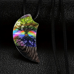 Tree Of Life Rainbow Moon Necklace Party Jewelry