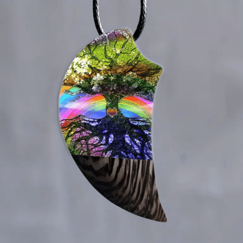 Tree Of Life Rainbow Moon Necklace Party Jewelry