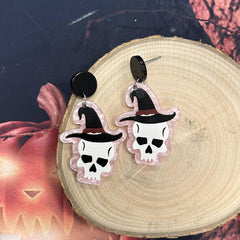 Ghost Horror Earrings Acrylic Skull Sticks Trick Or Treat Student Supplies