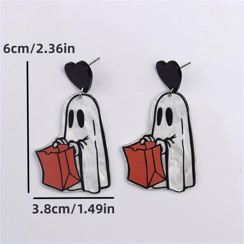 Ghost Horror Earrings Acrylic Skull Sticks Trick Or Treat Student Supplies