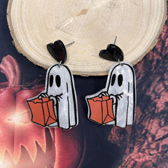 Ghost Horror Earrings Acrylic Skull Sticks Trick Or Treat Student Supplies