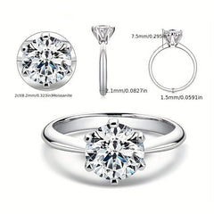2ct Round Moissanite Engagement Ring D VVS1 Clarity Classic Solitaire Ring