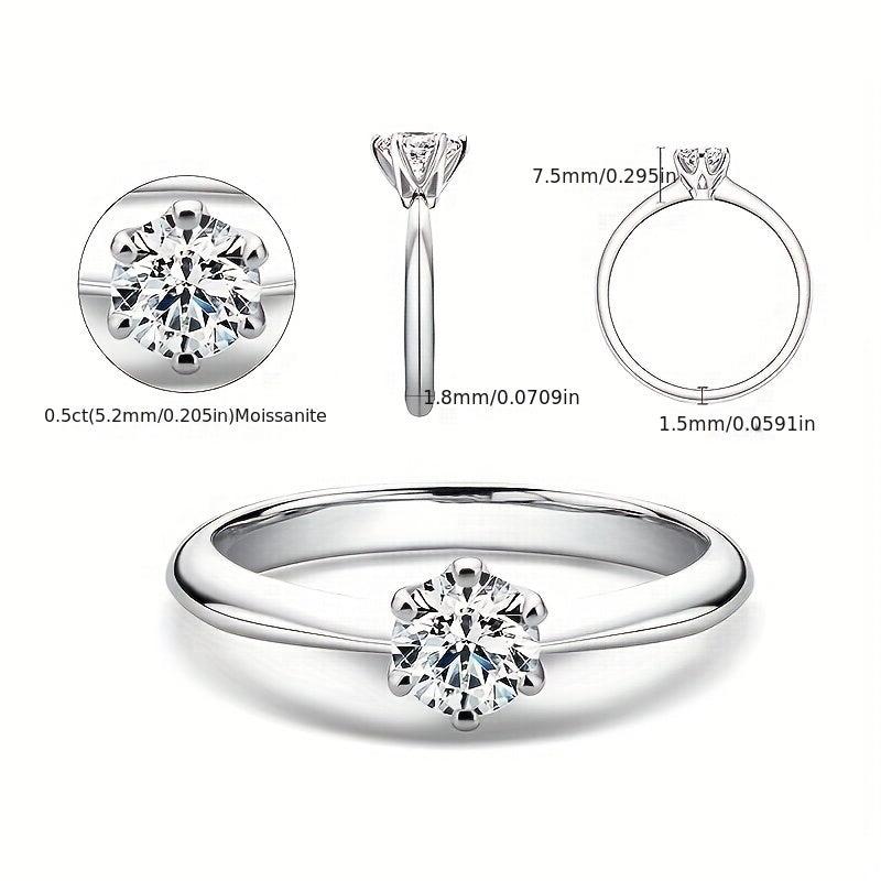 2ct Round Moissanite Engagement Ring D VVS1 Clarity Classic Solitaire Ring