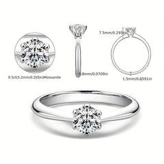 2ct Round Moissanite Engagement Ring D VVS1 Clarity Classic Solitaire Ring