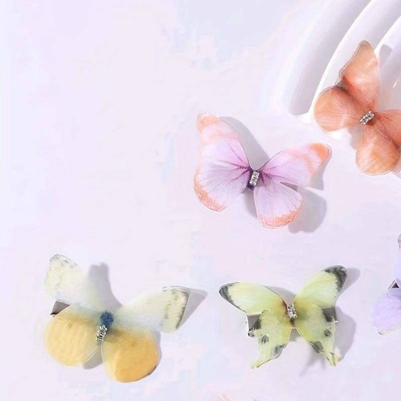 6 Tulle Butterfly Hair Clips for Children