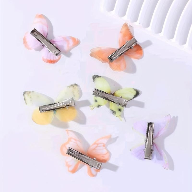 6 Tulle Butterfly Hair Clips for Children