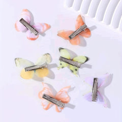 6 Tulle Butterfly Hair Clips for Children