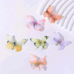 6 Tulle Butterfly Hair Clips for Children