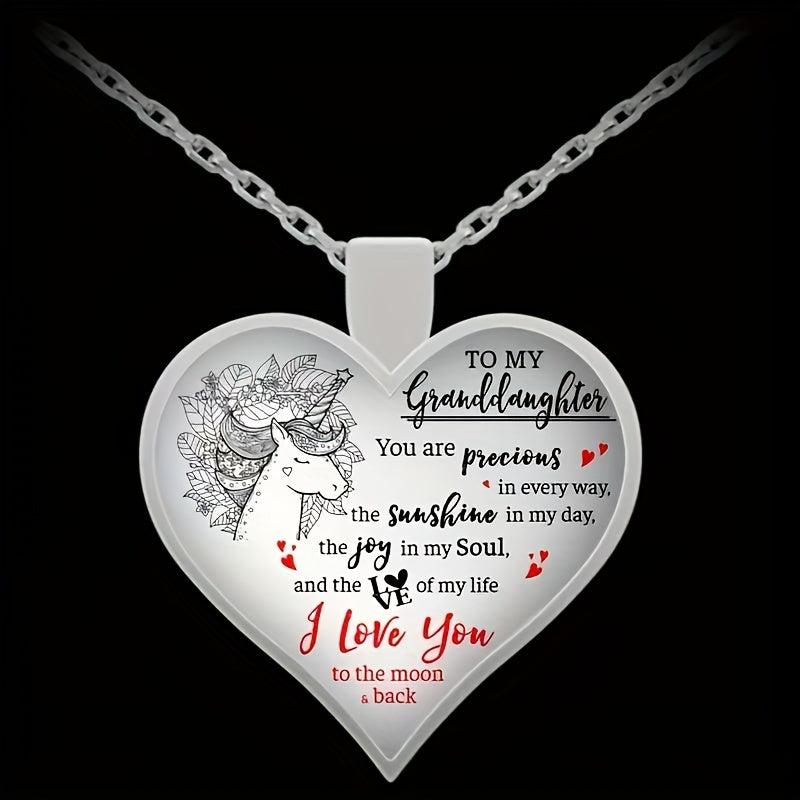 Unicorn Print Crystal Pendant Necklace for Granddaughters