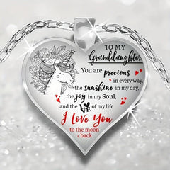 Unicorn Print Crystal Pendant Necklace for Granddaughters