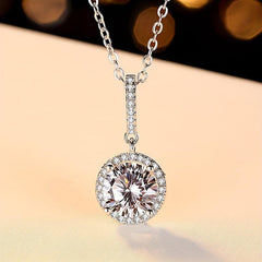 4 Claw Moissanite Necklace 925 Silver Round Cut Necklace Gift for Her