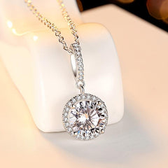4 Claw Moissanite Necklace 925 Silver Round Cut Necklace Gift for Her