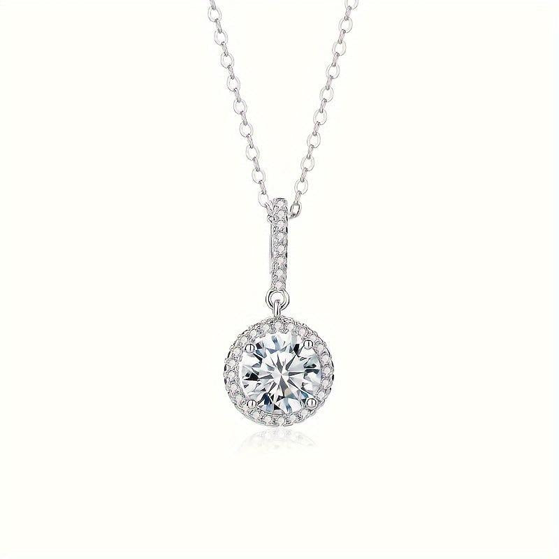 4 Claw Moissanite Necklace 925 Silver Round Cut Necklace Gift for Her