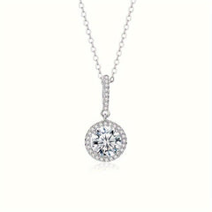 4 Claw Moissanite Necklace 925 Silver Round Cut Necklace Gift for Her