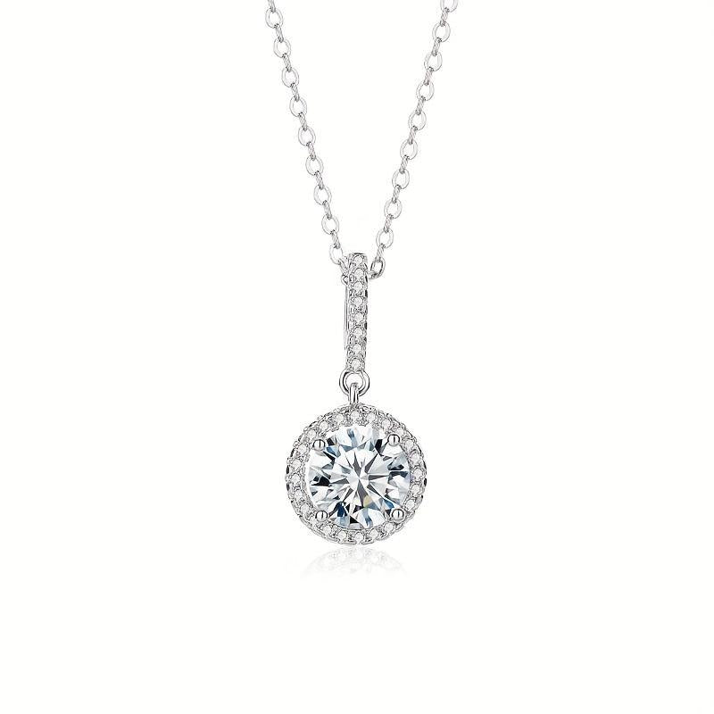 4 Claw Moissanite Necklace 925 Silver Round Cut Necklace Gift for Her