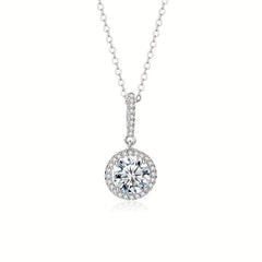 4 Claw Moissanite Necklace 925 Silver Round Cut Necklace Gift for Her