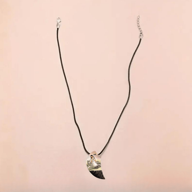 Retro Crow Wolf Woman Moon Necklace for Men Women Banquet Party