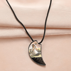 Retro Crow Wolf Woman Moon Necklace for Men Women Banquet Party