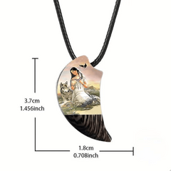 Retro Crow Wolf Woman Moon Necklace for Men Women Banquet Party