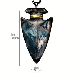 1pc Men's Punk Animal Pendant Triangle Wolf With Eyes Necklace Chain Necklace