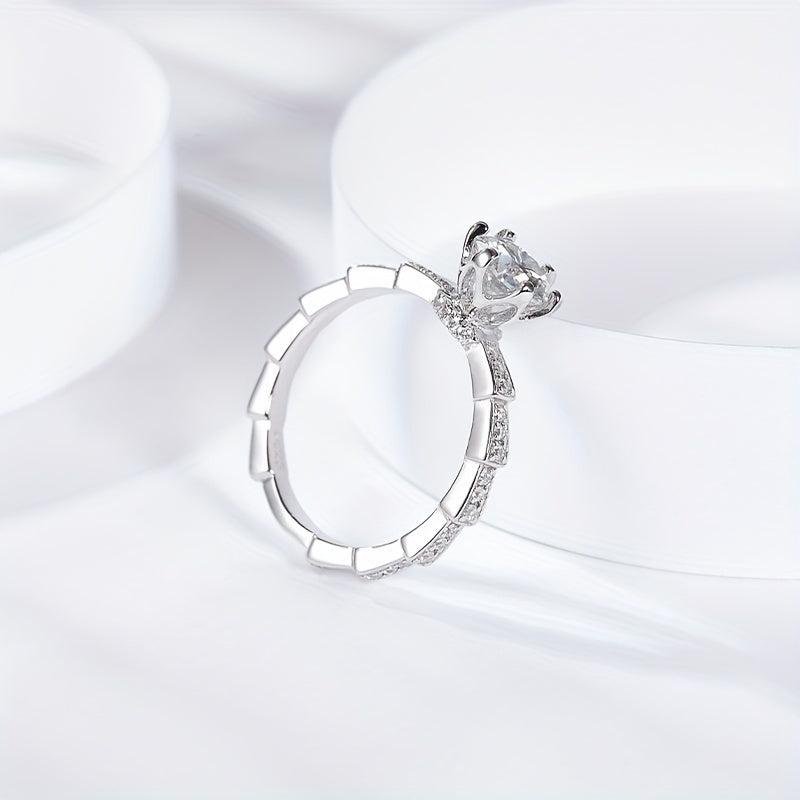 S925 Silver Moissanite Snake Bracelet Ring Set