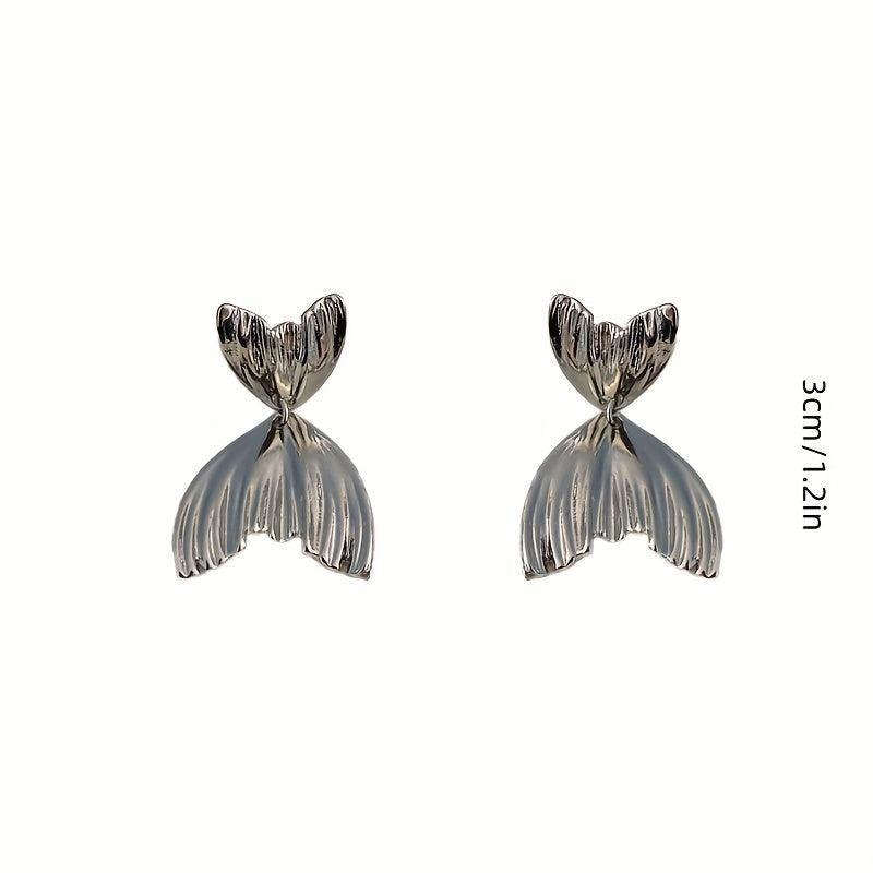 Metal Texture Pleated Earrings Mermaid Princess Style