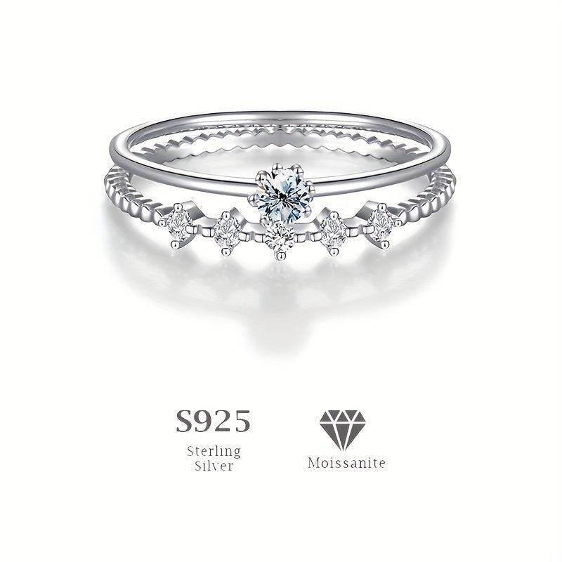 Moissanite Wedding Band 0.1 D VVS1 Sterling Silver Ring