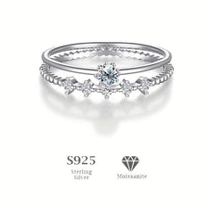 Moissanite Wedding Band 0.1 D VVS1 Sterling Silver Ring