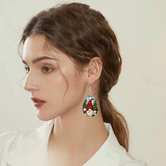 Christmas Gnome Faux Leather Earrings Holiday Gift Party Present