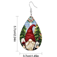 Christmas Gnome Faux Leather Earrings Holiday Gift Party Present