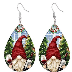 Christmas Gnome Faux Leather Earrings Holiday Gift Party Present