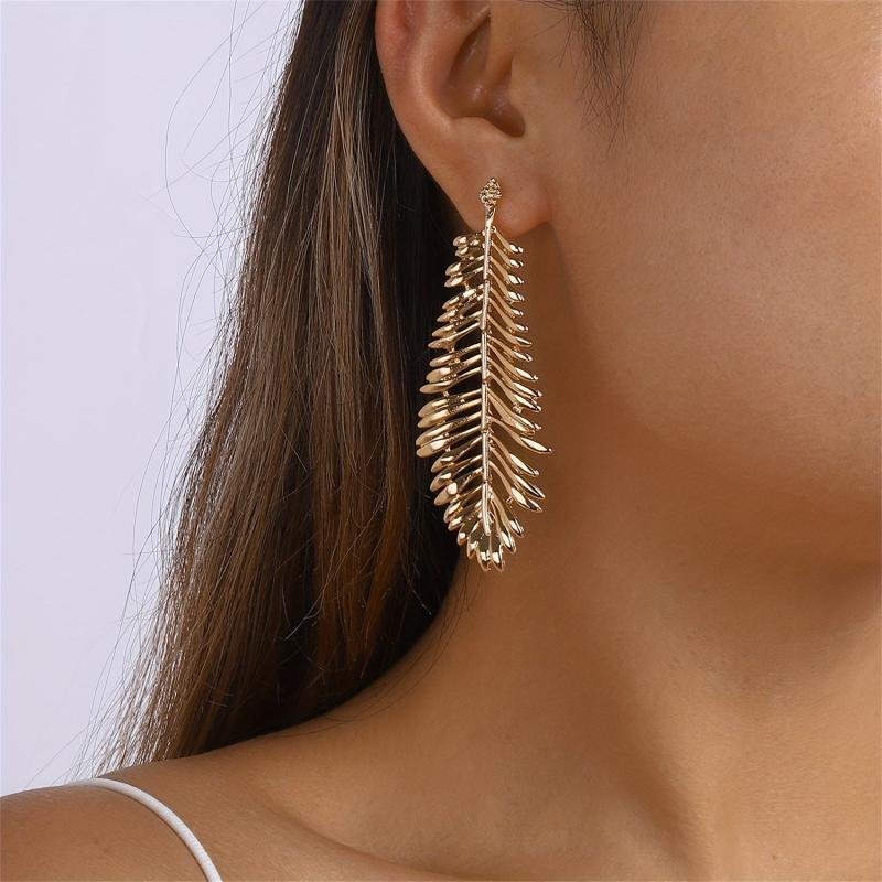 Feather Leaves Dangling Earrings Cartoon Drop Earrings Gift For Women Girls Mom