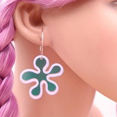 Orange Acrylic Irregular Flower Earrings Y2K Studs