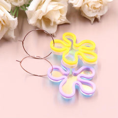 Orange Acrylic Irregular Flower Earrings Y2K Studs