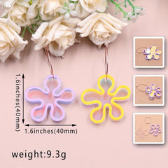 Orange Acrylic Irregular Flower Earrings Y2K Studs