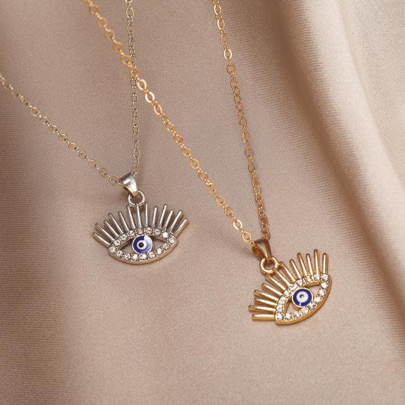 Hollow Eyelash Necklace Devil's Eye Pendant Retro Eye Necklace