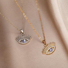Hollow Eyelash Necklace Devil's Eye Pendant Retro Eye Necklace