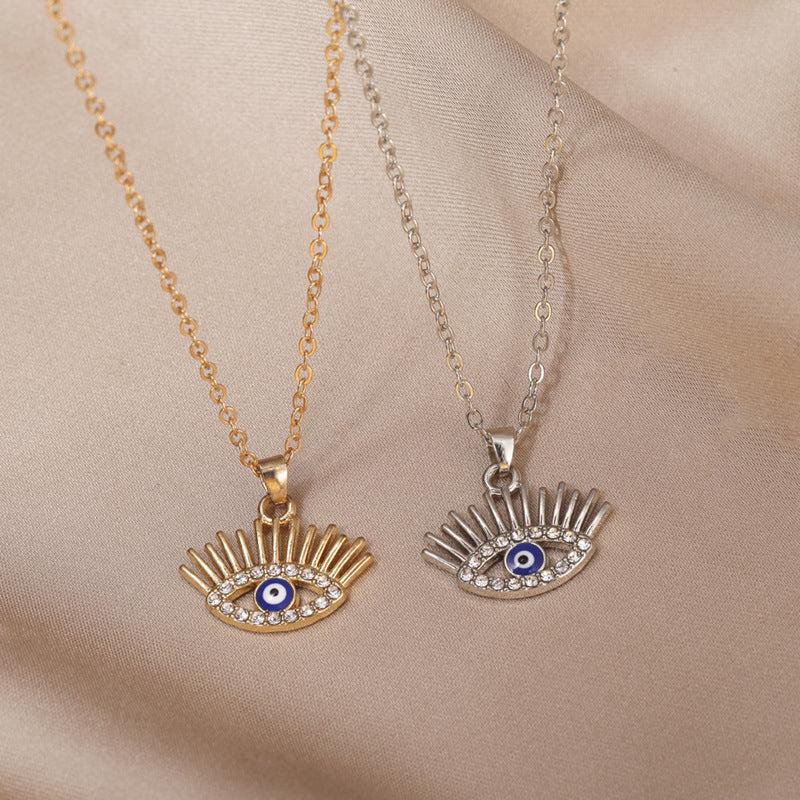 Hollow Eyelash Necklace Devil's Eye Pendant Retro Eye Necklace