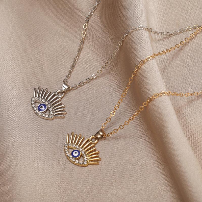 Hollow Eyelash Necklace Devil's Eye Pendant Retro Eye Necklace