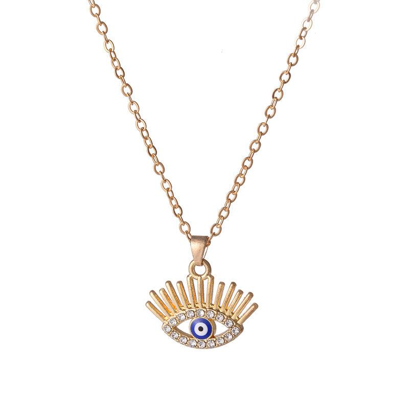 Hollow Eyelash Necklace Devil's Eye Pendant Retro Eye Necklace