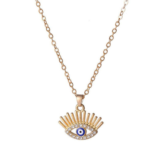 Hollow Eyelash Necklace Devil's Eye Pendant Retro Eye Necklace