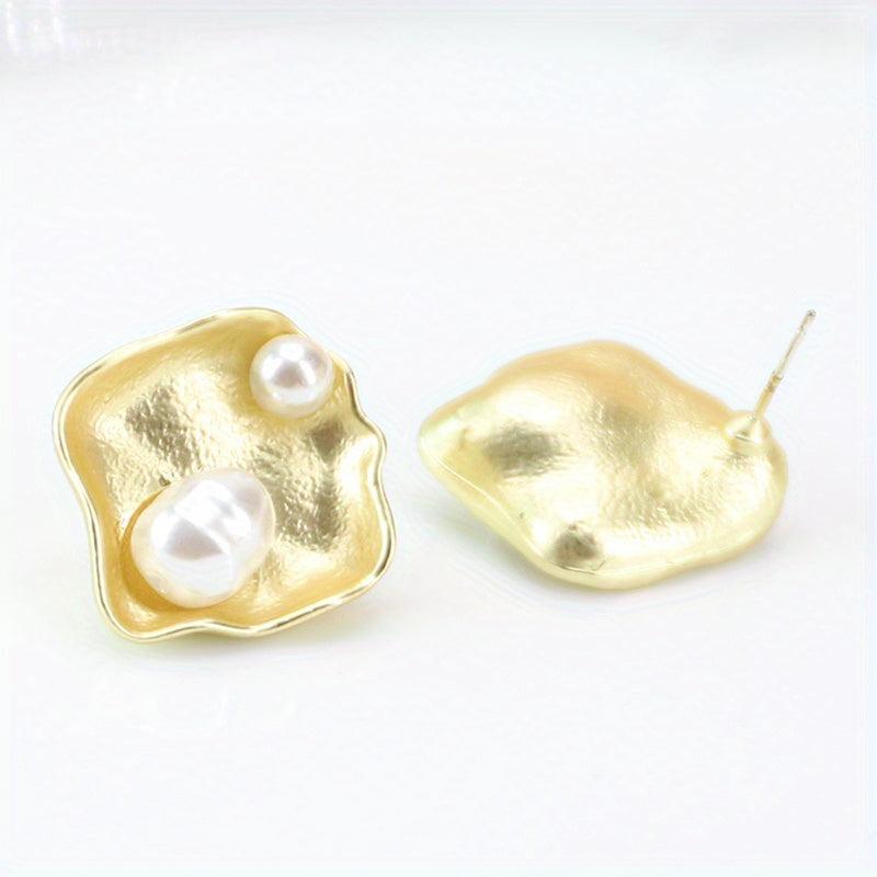 Pearl Stud Earrings Retro Crystal Earrings