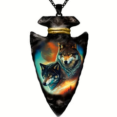Boy's Wolf Necklace Geometric Triangle Pendant Hip Hop Punk Style
