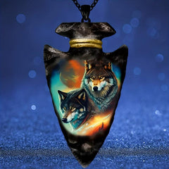 Boy's Wolf Necklace Geometric Triangle Pendant Hip Hop Punk Style