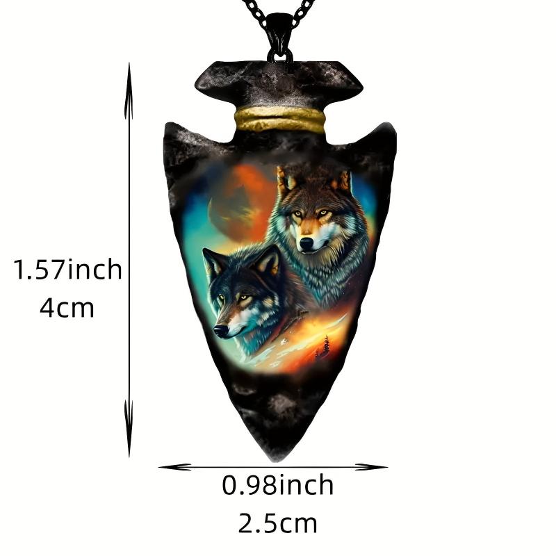 Boy's Wolf Necklace Geometric Triangle Pendant Hip Hop Punk Style
