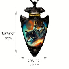 Boy's Wolf Necklace Geometric Triangle Pendant Hip Hop Punk Style