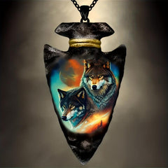 Boy's Wolf Necklace Geometric Triangle Pendant Hip Hop Punk Style