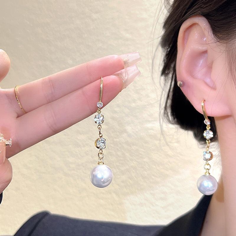 Rhinestone Beads Earrings Earhook