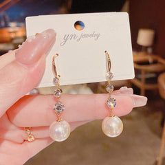 Rhinestone Beads Earrings Earhook